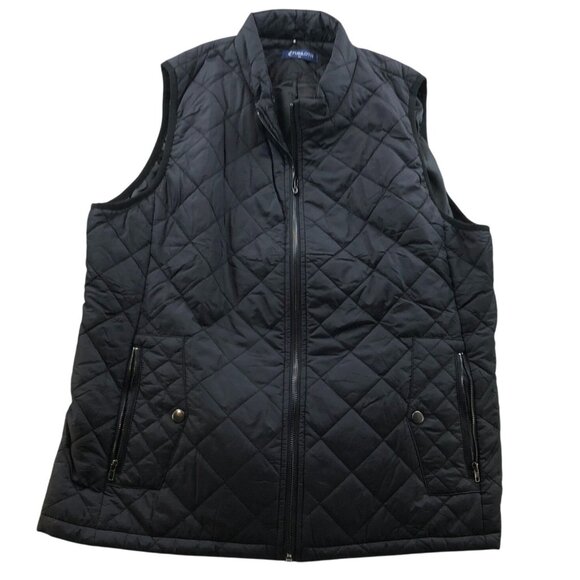 Fuinloth Women's Quilted Vest Size XL Full Zip Gilet Padded Stand Collar Black - Picture 2 of 12